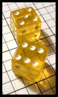 Dice : Dice - 6D - SKC Translucent Squared Yellow with White Pips - SK Collection but Nov 2010